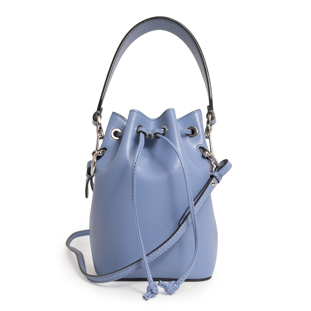 Fendi Montresor Calfskin Blue Shoulder Handbag Leather Silver